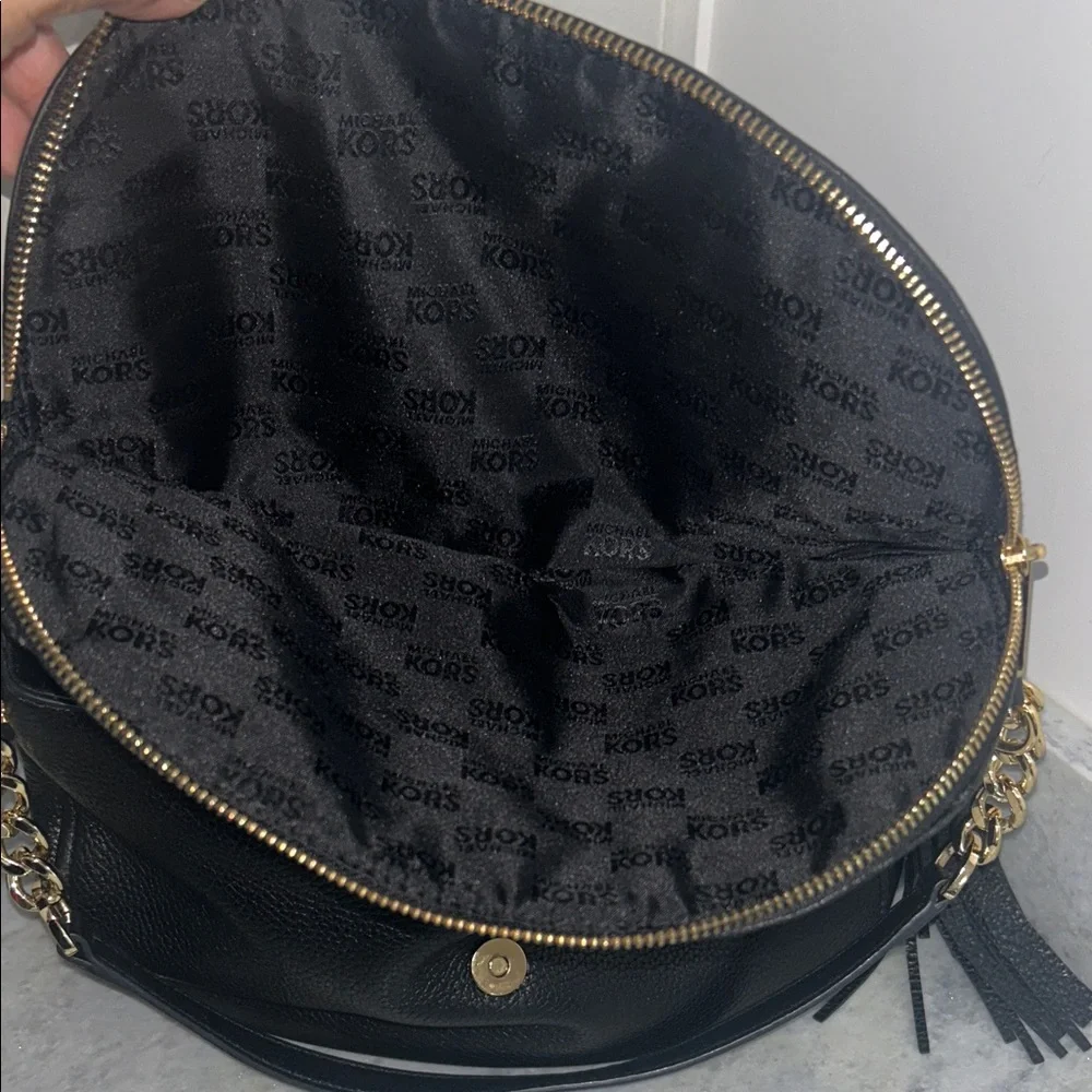 Michael Kors Black Pebbled Leather Crossbody with Gold Hardware - Picture 12 of 16